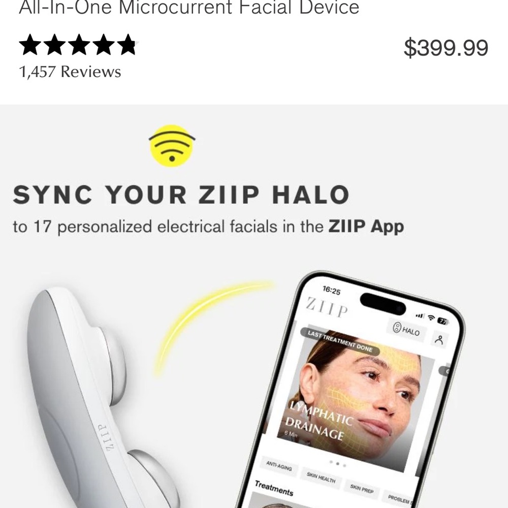 ZIIP 2.0 Microcurrent Facial Device with White and Silver Design - Picture 2 of 6